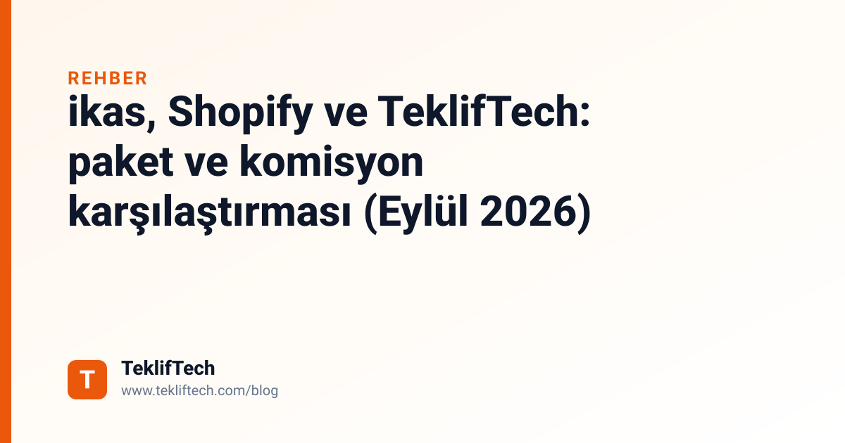ikas, Shopify ve TeklifTech: paket ve komisyon karşılaştırması (Eylül 2026)