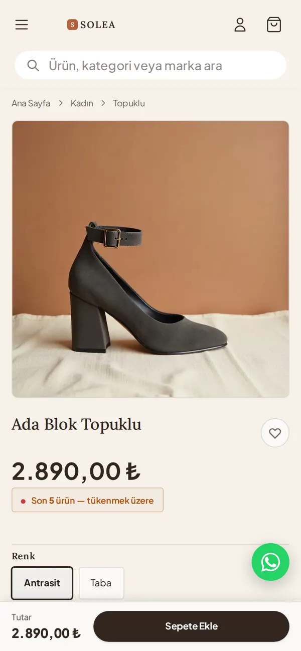 SOLEA: Mobil ürün detayı