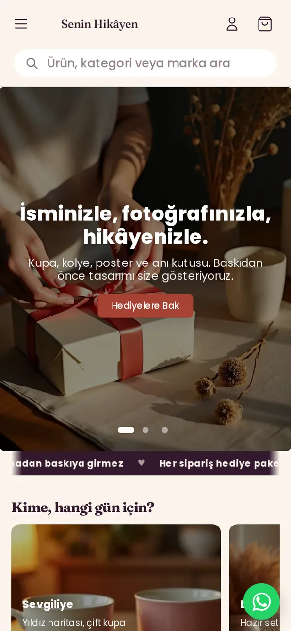 Senin Hikâyen ana sayfası, mobil görünüm