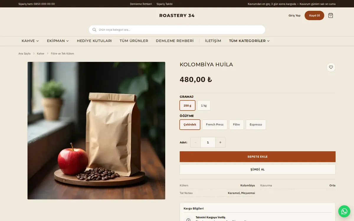 Roastery 34: Ürün detayı
