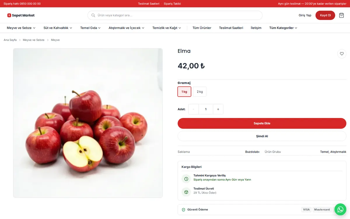 Sepet Market: Ürün detayı