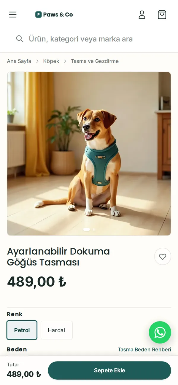Paws & Co: Mobil ürün detayı