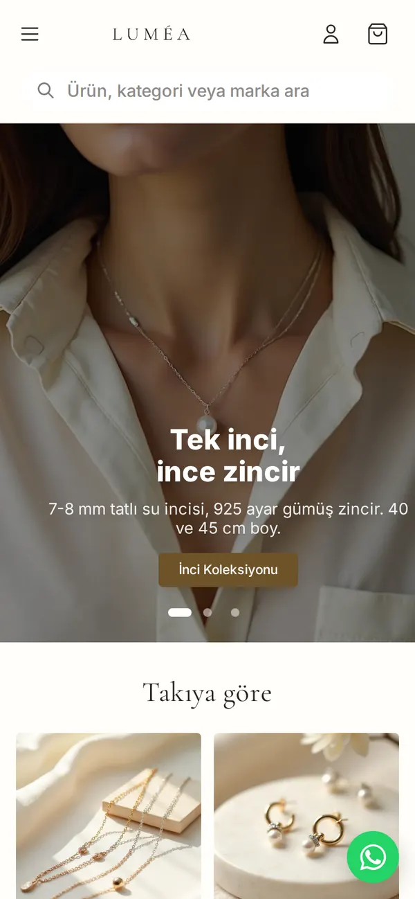 LUMÉA ana sayfası, mobil görünüm
